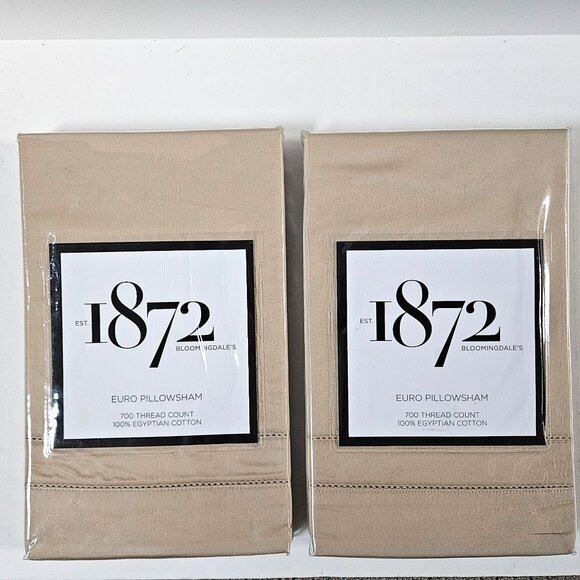 Bloomingdales 1872 Euro Pillow Shams Set 2 Camel Tan 700 Thread Count 26X26 NEW - Picture 2 of 8